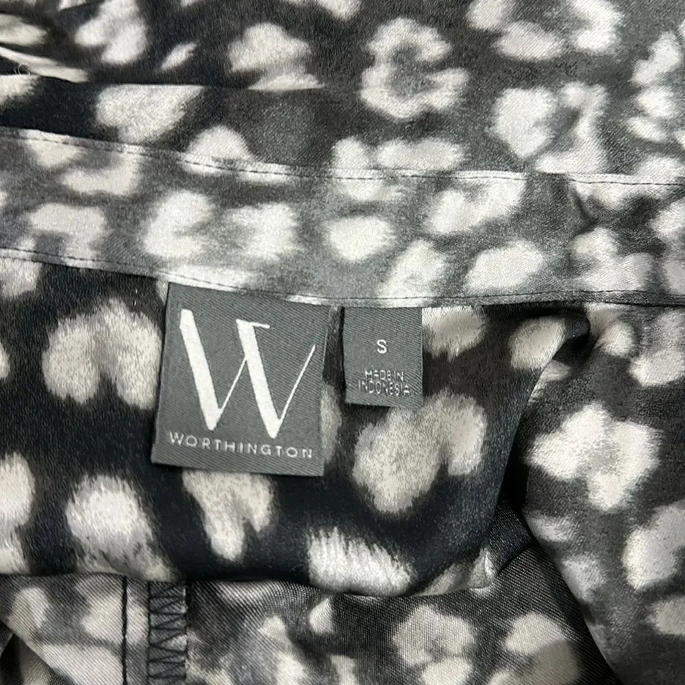 Worthington Animal Print Long Sleeve Satin Wrap Dress Size S - Picture 10 of 14